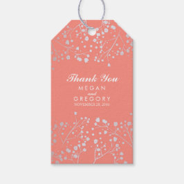 ベビーズブレスシルバーとコーラルフォイル結婚ズ ギフトタグ