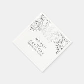 ベビーズブレスシルバーとホワイト結婚ズ スタンダードカクテルナプキン (角)