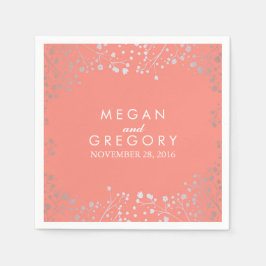 ベビーズブレスシルバーコーラル結婚ズ スタンダードカクテルナプキン