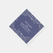 ベビーズブレスシルバーフローラネイビー結婚ズ スタンダードカクテルナプキン (角)