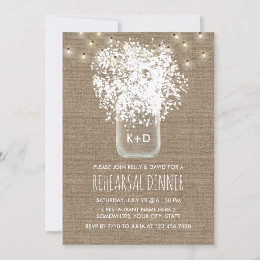 ベビーズブレスジャー素朴のリハ結婚ーサルディナー 招待状 (正面)