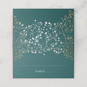 ベビーズブレスティール（緑がかった色）と金ゴールド結婚ズ プレイスカード (外部開封)