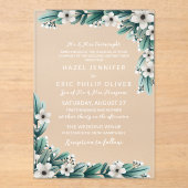 ベビーズブレスティール（緑がかった色）伝統的グリーンリー結婚ズ アクリル招待状 (正面)