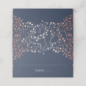 ベビーズブレスネイビーブルーとバラ金ゴールド結婚ズ プレイスカード (外部開封)