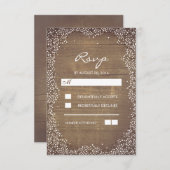 ベビーズブレスバーンウッドウェディング素朴RSVPカード 出欠カード (正面/裏面)