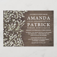 ベビーズブレスバ素朴ンウッド結婚式招待状