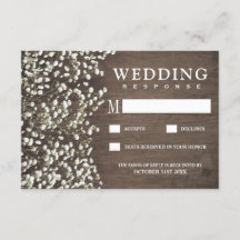 ベビーズブレスバ素朴ーンウッドウェディングRSVPカード