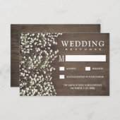 ベビーズブレスバ素朴ーンウッドウェディングRSVPカード 出欠カード (正面/裏面)