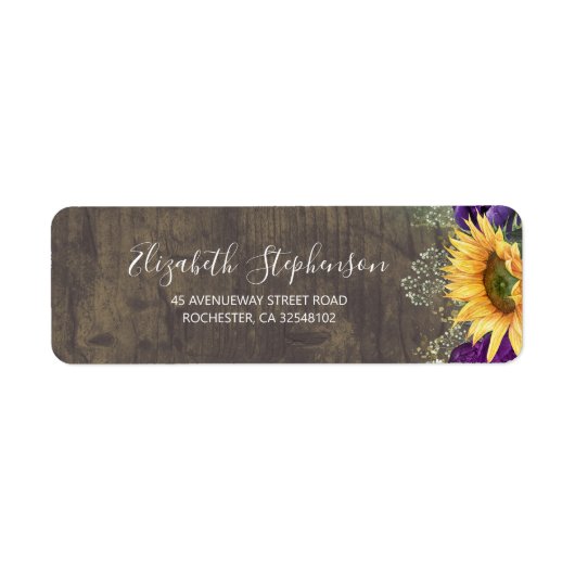 ベビーズブレスパープルバラひまわり秋の結婚式 ラベル (正面)