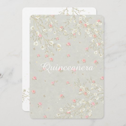 ベビーズブレスピンクフローラフェミニンキンセアニェラ 招待状 (正面/裏面)