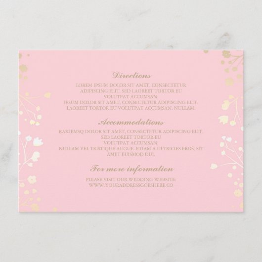 ベビーズブレスピンク結婚ズ詳細 – 情報 エンクロージャーカード (正面)