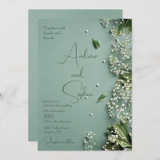 ベビーズブレスフラット結婚式招待状 招待状 (正面/裏面)