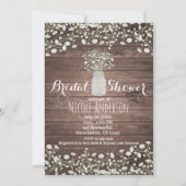 ベビーズブレスフラワーウッド素朴ブライダルシャワー 招待状 (正面)