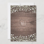 ベビーズブレスフラワーウッド素朴ブライダルシャワー 招待状 (裏面)