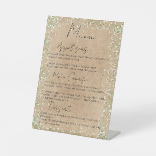 ベビーズブレスフラワーズボホファームハウス結婚ズメニュー 台座サイン (正面)