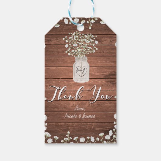 ベビーズブレスフラワーズ&ウッド素朴結婚式の引き出物 ギフトタグ (正面)