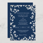 ベビーズブレスフラワーリース素朴カントリーウェディング 招待状 (正面/裏面)