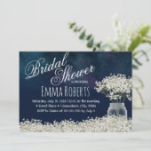 ベビーズブレスフローラジャーネイビーブルーブライダルシャワー 招待状 (スタンド正面)