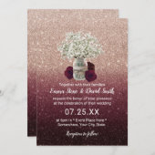 ベビーズブレスフローラジャーバラ金ゴールド結婚グリッター 招待状 (正面/裏面)