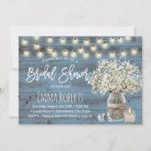ベビーズブレスフローラジャールダスティーブルーブライダルシャワー 招待状 (正面)
