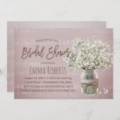 ベビーズブレスフローラジャールピンクミュージックブライダルシャワー 招待状 (正面/裏面)