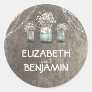 ベビーズブレスフローラメイソン素朴ジャー結婚ズ ラウンドシール