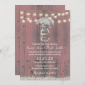 ベビーズブレスフローラ素朴ピンクバーンウッド結婚ズ 招待状 (正面/裏面)