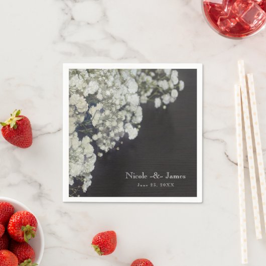 ベビーズブレスフローラ&ダーク素朴ウッドパーティー スタンダードカクテルナプキン (インサイチュ)