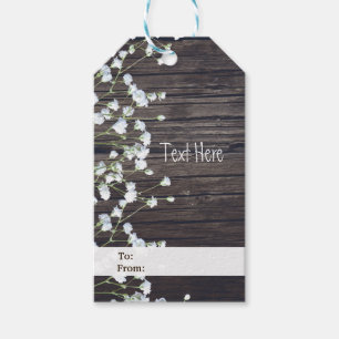 ベビーズブレスフローラ&ダーク素朴ウッド結婚ズ ギフトタグ