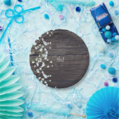 ベビーズブレスフローラ&ダーク素朴ウッド結婚ズ ペーパープレート (パーティー)