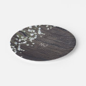 ベビーズブレスフローラ&ダーク素朴ウッド結婚ズ ペーパープレート (アングル)