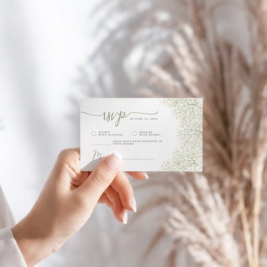 ベビーズブレスミニマルフローラブライダルシャワーRSVP エンクロージャーカード