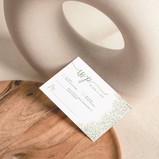 ベビーズブレスミニマルフローラブライダルシャワーRSVP エンクロージャーカード