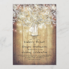 ベビーズブレスメイソンのジャー素朴とヴィンテージの結婚式 招待状