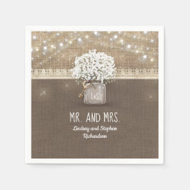 ベビーズブレスメイソンのジャー素朴ル結婚ラップ スタンダードカクテルナプキン