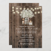 ベビーズブレスメイソンの瓶とキャンドル素朴結婚ズ 招待状 (正面/裏面)