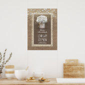 ベビーズブレスメイソンの瓶とバーラップ結婚の歓迎 ポスター (キッチン)