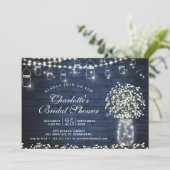 ベビーズブレスメイソンジャーブルー素朴ブライダルシャワー 招待状 (スタンド正面)