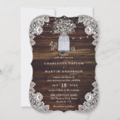 ベビーズブレスメイソンジャールウッドフローラレース結婚ズ 招待状 (正面)