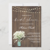 ベビーズブレスメイソンジャール素朴ウッドブライダルシャワー 招待状 (正面)
