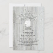 ベビーズブレスメイソンジャール素朴バーンドバースデーパーティー 招待状 (正面)