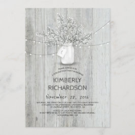 ベビーズブレスメイソンジャール素朴バーンドバースデーパーティー 招待状