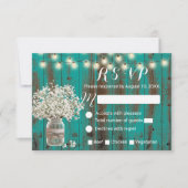 ベビーズブレスメイソンジャー素朴ティール（緑がかった色）バーンウッドRSVP 出欠カード (正面)
