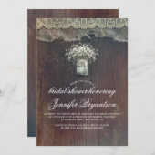 ベビーズブレスメイソンジャー素朴ブライダルシャワー 招待状 (正面/裏面)