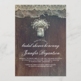 ベビーズブレスメイソンジャー素朴ブライダルシャワー 招待状