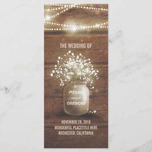 ベビーズブレスメイソンジャー素朴結婚式 プログラム (正面)