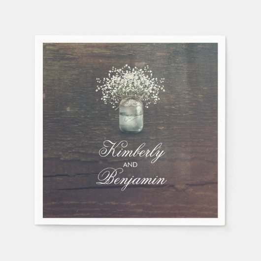 ベビーズブレスメイソン素朴ジャカントリー スタンダードカクテルナプキン (正面)