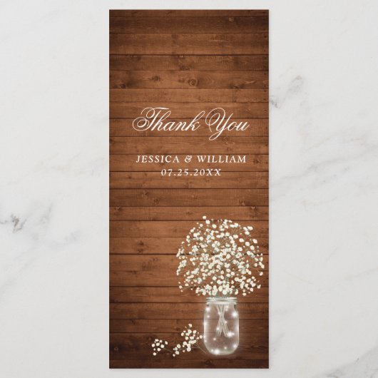 ベビーズブレスメイソン素朴ジャー結婚ズ・ディナー メニュー (裏面)