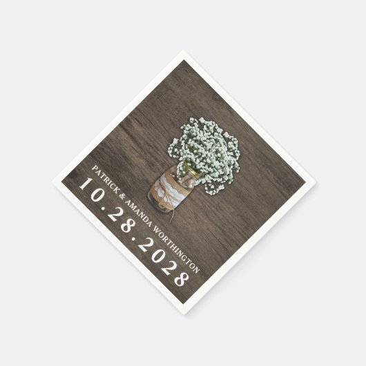 ベビーズブレスメイソン素朴ジャー結婚ズ・ナプキン スタンダードカクテルナプキン (角)