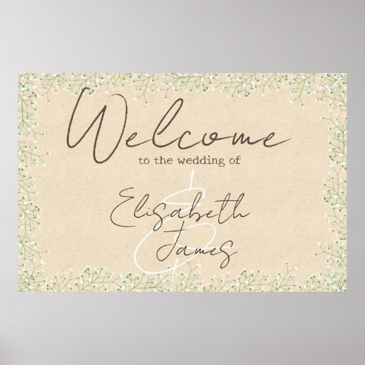 ベビーズブレス素朴フローラ&ボホ結婚の歓迎 ポスター (正面)